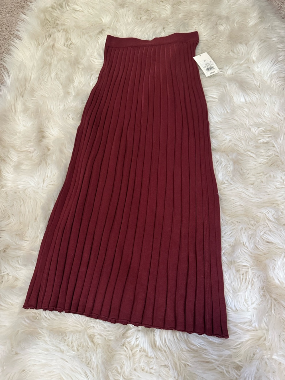 NWT a new day Pleated Ribbed Maxi Skirt in Wine